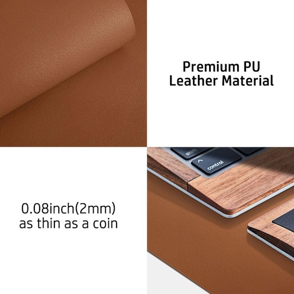 Læder Skrivebordsunderlag, Skridsikker PU Læder Skrivebordsunderlag, Laptop Skrivebordsunderlag, Vandafvisende Skrivebordsunderlag til Kontor og Hjem Brown 23.6" x 13.7"