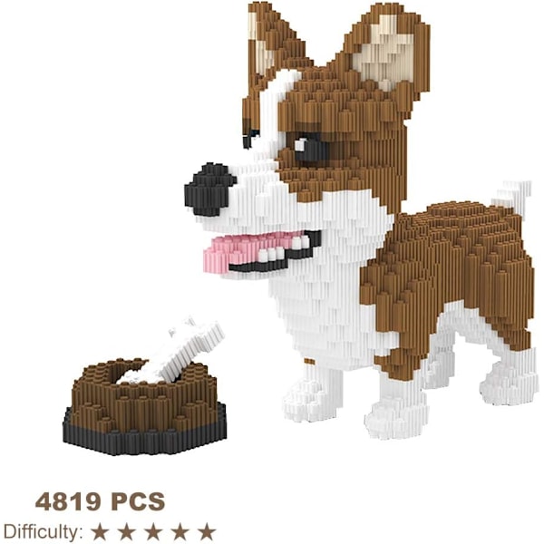 Mikro Byggeklodser Mini Kæledyrs Byggelegetøj Klodser til børn Corgi Dog and Food 12 x 6 x 12 inches