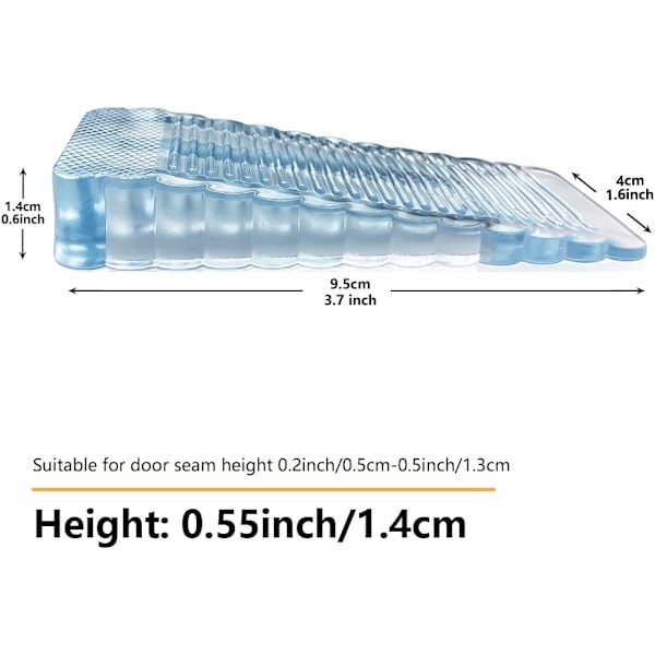 4 kpl Läpinäkyvät Ovikiilat Pehmeä Kumi Liukumaton Lohko Säädettävä Korkeus Ovienpysäyttäjä Laatoille, Lattialle, Betonille, Sementille, Matolle