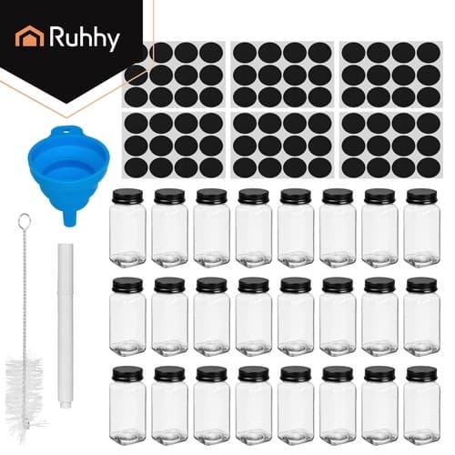 Krydderglass med etiketter og tilbehør - 120 ml - 24-pakning