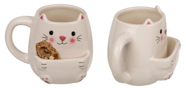 Krus med rom for kjeks - Katt white
