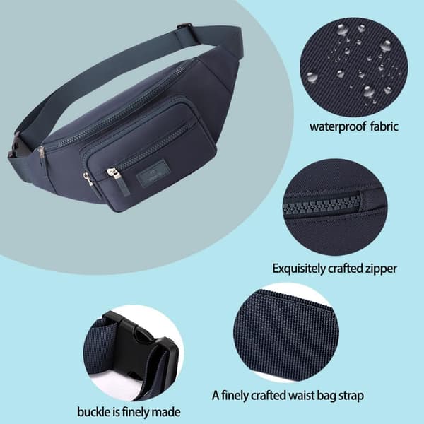 Midjeväskor för damer Midjeväska Fanny Pack Män Kvinnor Midjeväska Lätt Justerbar för löpning Promenader Vandring Jogging (Blå)