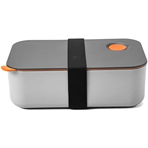 Madkasse 1000ML med 2 rum,  Øko-venlig Bento-boks, Mikroovn & Opvaskemaskine sikker, med CE, FDA, RoHS certificeringer 191x119x68mm(Orange)