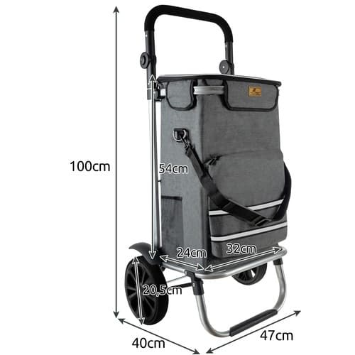 Hopfällbar kundvagn med väska - 40L