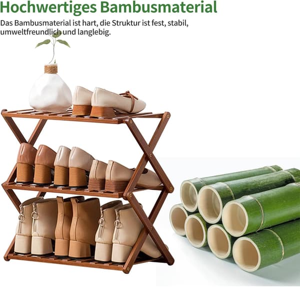 Fällbar 3-lagers bambuskoställ, bambuskoställ