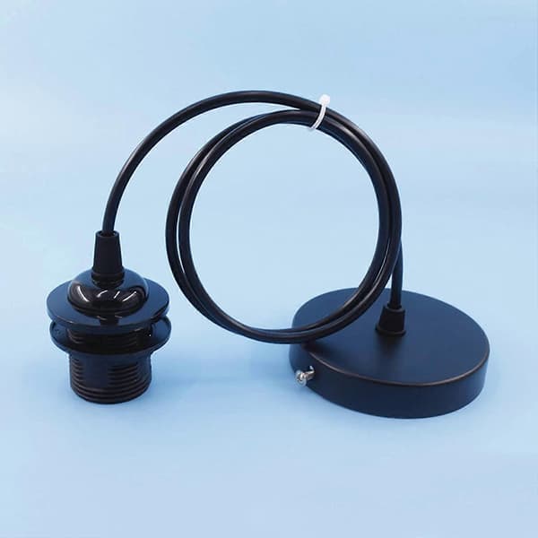 E27 Pendel Lampeholder, E27 Pendel Lampe Tilbehør, E27 Hængelampe Tilbehør med 1m Kabel (Sort)