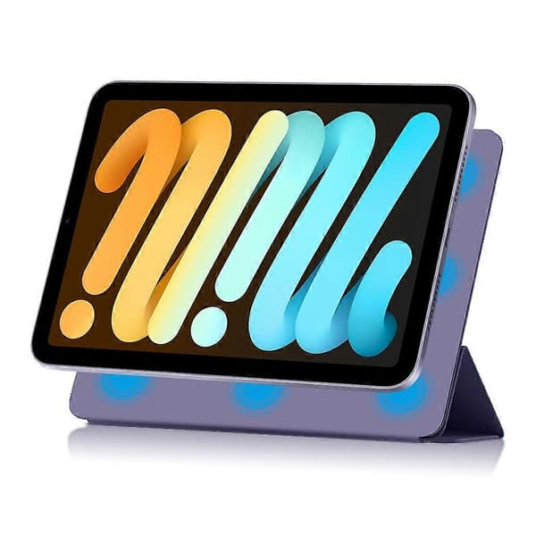 Etui for iPad mini (2024) Magnetisk Feste PU-Lær Tri-Fold Stativ Støtsikkert Deksel - Lilla