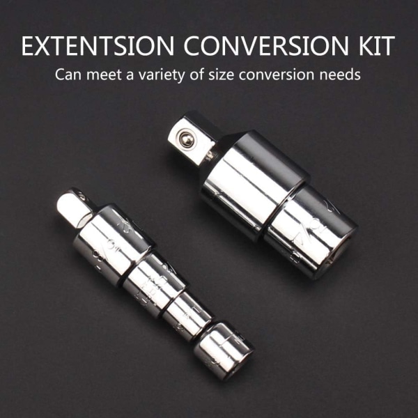 Oumuik sett med 6 hylseadaptere/reduksjonssett med 6 hylseadaptere og reduksjonssett med 6 reduksjonsadaptere for 1/4\", 3/8\", 1/2\", 3/4\" hylseomformer