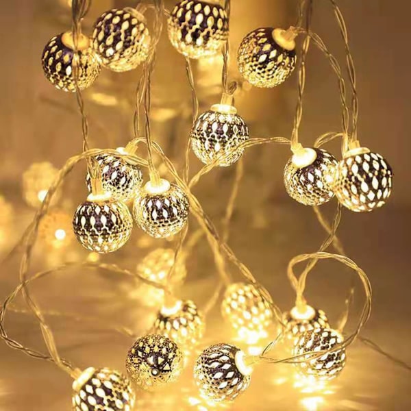 Marokkansk lampe, LED-lysgirlander, juledekorasjon, innendørs lysgirlander, 3 meter | 20 varmt hvite LED-er | orientalsk dekorasjon