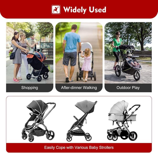 Universal Klapvognsbræt, Universal Klapvognsskateboard med Sæde, til Baby til Børn fra 2 til 6 År (25KG) (Sort)