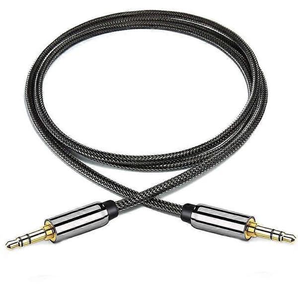 2m Nylonflätad Aux 3.5mm Hane till Hane Kabel Ljudförlängningssladd
