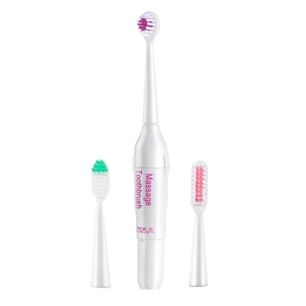 Vattentät elektrisk tandborste med 3 ersättningshuvuden oral hygientandborste, slumpmässig färg