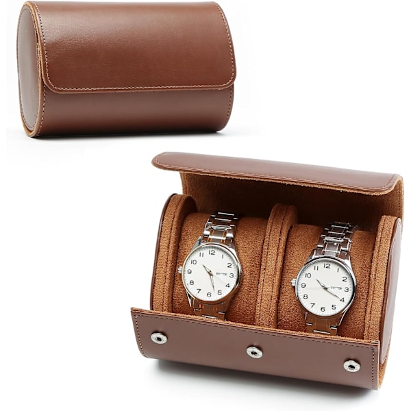 Urkasse 1/2/3 Ure, Vintage Urkasse Mænd, Ur Display Etui, Bærbar Ur Opbevaringsboks Læder Urboks til Rejser Brown two positions