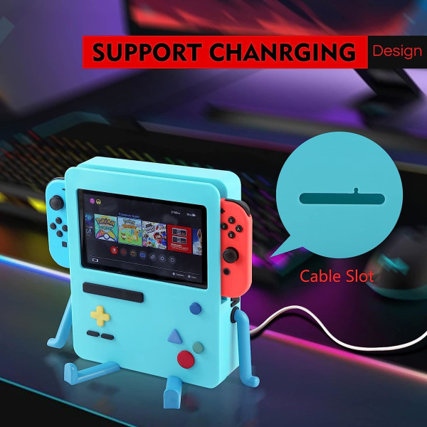 Stativ för Switch Tillbehör Bärbar Dock kompatibel för Nintendo Switch OLED Söt Case Dekor Presenter Män Kvinnor Barn Blå
