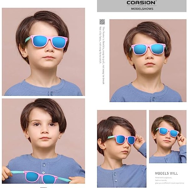 Polariserade solglasögon för barn TPEE gummisträckbara solglasögon för 3-9 år gamla flickor pojkar