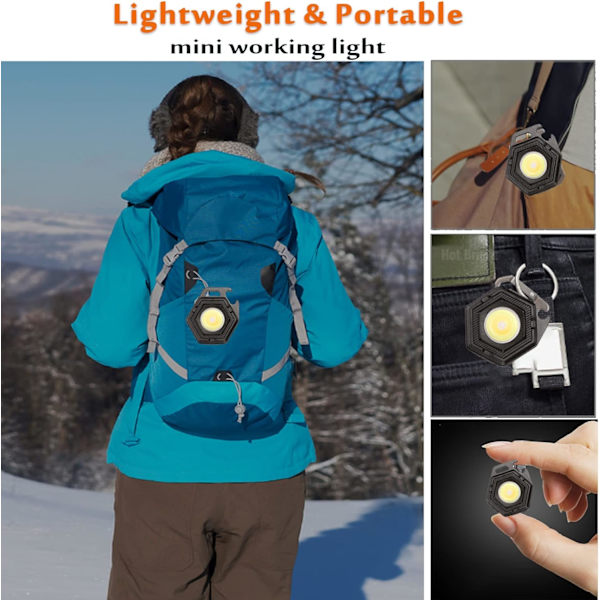 Mini-LED-ficklampa med flasköppnare och magnetisk bas 500 mAh Super Bright Portable för reparationer, nödsituationer