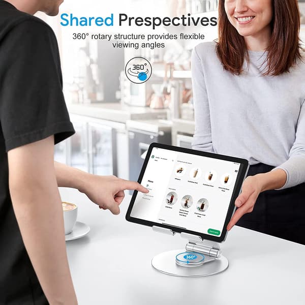 360° roterbar tablet-holder, egnet til tablets op til 12,9 tommer Silver