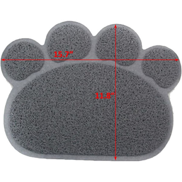 PVC Husdjur Hund Katt Valp Kattunge Skål Mat Vatten Placemat Matta Tassform (Grå)
