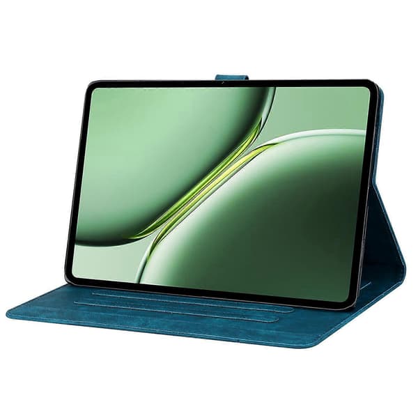 For OnePlus Pad Pro/Pad 2 Etui Kortpladser Læder Tablet Stand Folio Cover Blomst Kat-Blå