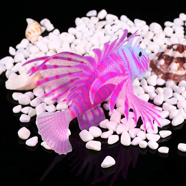 Kunstig Silikon Plast Lionfish Lysende Simulering Dyr Fluorescens Lion Fish Akvarium Ornamenter 3D Akvarium Dekorasjoner