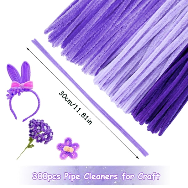 300 stk piperensere, 3 forskjellige gule piperensere bøyelig plusj håndverkswire 30 cm piperenser chenille wire for DIY-prosjekter og håndverksdekor Set 4