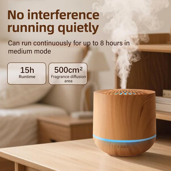 Diffuser, 300 ml ultralyd aroma diffuser for eteriske oljer, kjølig tåke oljediffusere med 7-farget LED-lys og automatisk avslåing