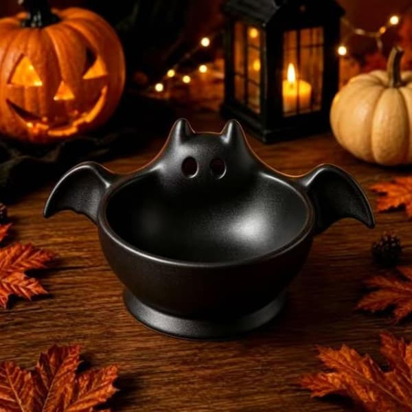 Halloween slikskål, sød spøgelsesbakke til nøgler, smykker, indretning, sort Black