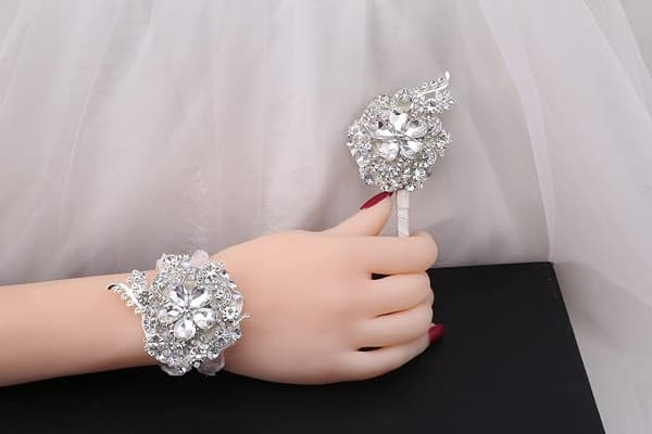 2 stk. Krystal Diamant Bryllupsblomster Sæt Håndled*1 Brud og Bryllupsblomster*1 Brudgom Bryllupsfest