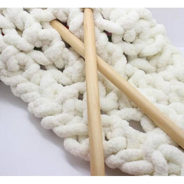 500g (250gx2) Chunky Garnboll ca 54m Chenille Chunky Pälsgarn Mjuk Ull Chunky Garn Mjuk Stickgarn för Virkade Filtar Halsdukar Hattar cream white