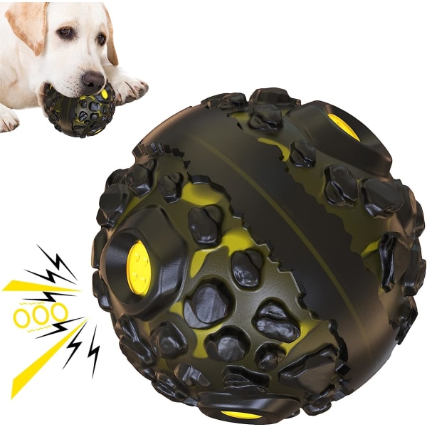 Hundleksak för aggressiva tuggare Uttråkade rena tänder Gummi & ABS Dubbellager Tuff Squeak Hundleksak Interaktiv hundboll för medelstora hundar