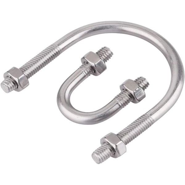 304 rustfritt stål U-bolt, U-bolt med muttere, M8×60mm, 2stk