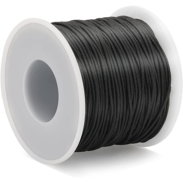 1mm Svart Elastisk Strikksnor, 40m Elastisk Strikksnor for Armbånd, Egnet for DIY Smykkefremstilling, Halskjede Armbånd Perletråd