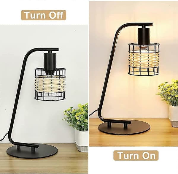 Retro Industriell Bordslampa med Rund Bas