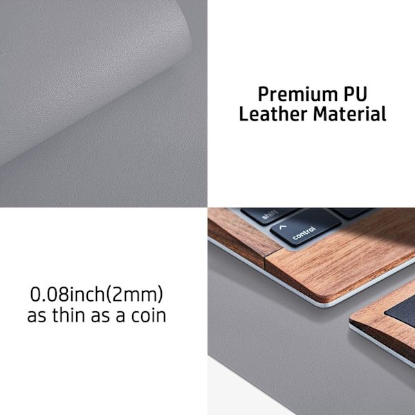 Läder skrivbordsunderlägg, kontorsunderlägg, halkfri PU-läder skrivbordsunderlägg, laptop skrivbordsunderlägg, vattentätt skrivbordsunderlägg Light Grey 31.5" x 15.7"
