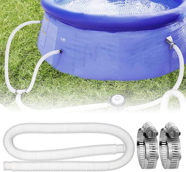 Poolersättningsslang, poolslang med 2 metallanslutningar för ovanmarkpooler