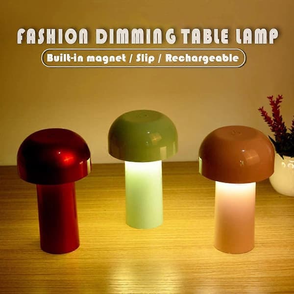 3W Sopp LED Bordlampe (Rosa)