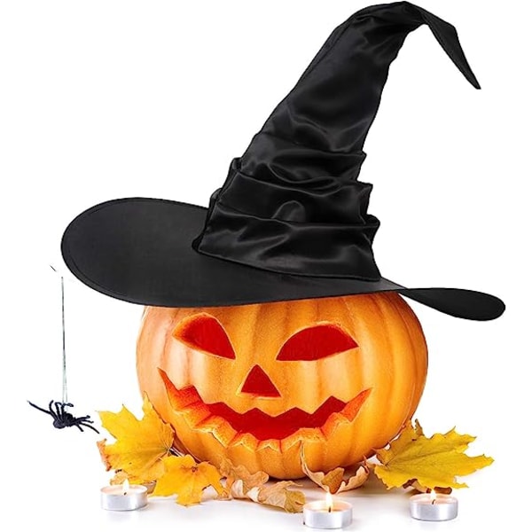 Halloween Häxhatt Kostym Stor Ruched Witch Hat Party Accessoar för Halloween