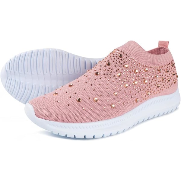 Kristall Andningsbara Ortopediska Slip On Walking Skor för kvinnor, Ultralätt Andningsbara Arch Support Sneakers, 42