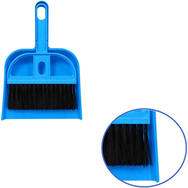 Mini dammborste set bärbar plast borste set (blå) för alla små djur, marsvin, rengöring