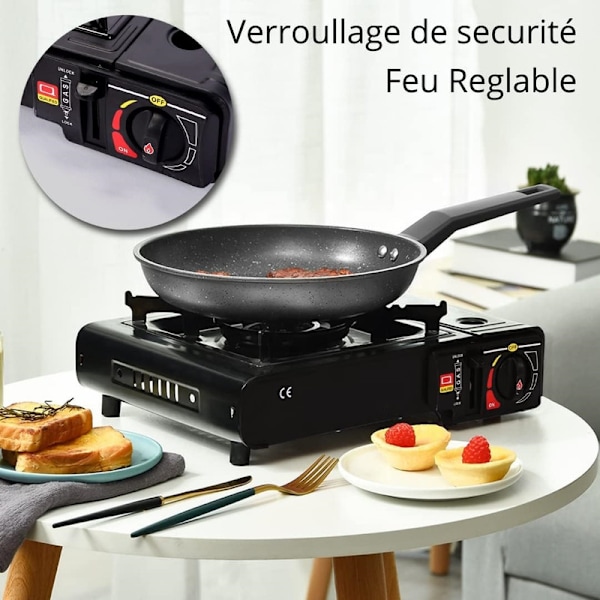 Bærbar gasblus til camping, festivaler, fisketure, ultratynd udendørs gasblus 2200W 34x28x11cm