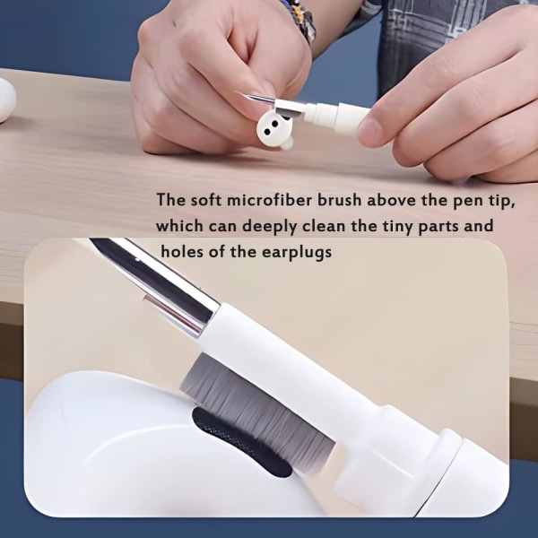 Rengjøringssett for Airpods 1 2 Pro, multifunksjonell rengjøringspenn, myk børste for Bluetooth-øretelefoner