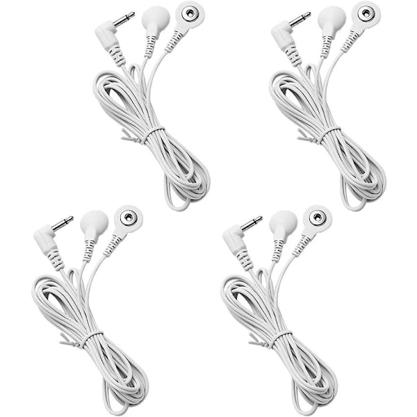 4 Stykker Erstatning TENS Ledningskabler 2.5mm Plugg til 3.5 mm Snap Erstatt Kabler Ledningskabler for TENS Muskel Nerve Stimulatorer