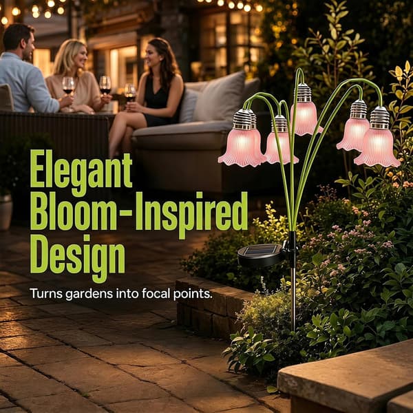 Liljekonval Solcellelamper, Udendørs Blomster Solcellelamper til Haven, Vandtæt Dekorativ LED Blomsterlampe, Pink Pink