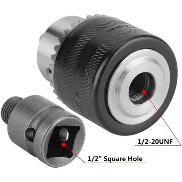 1,5-13 mm borrchuck 1/2-20 UNF med SDS plus-adapter och hylsnyckel Borrchuck Snabbväxlingschuck med nyckel för borrning Elektrisk borrkonvertering