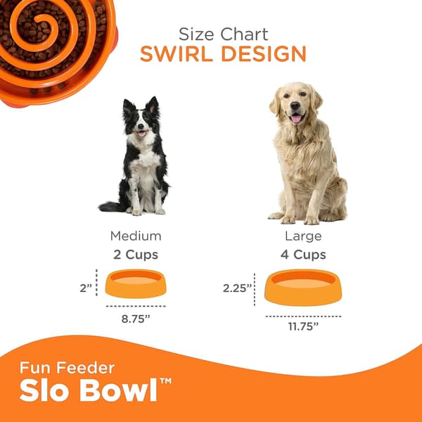 Morsom fôringskål, sakte fôringskål for hund, medium/mini, oransje