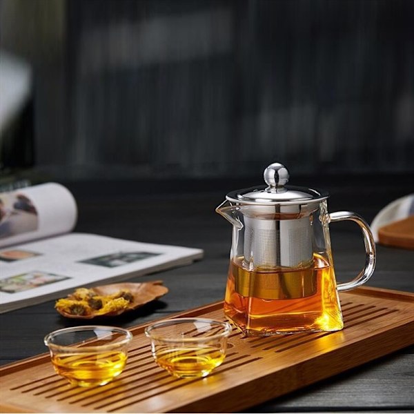 350ml/550ml/750ml Glas Tekande med Varmebestandig Rustfrit Stål Infuser Filter, Te og Kaffe