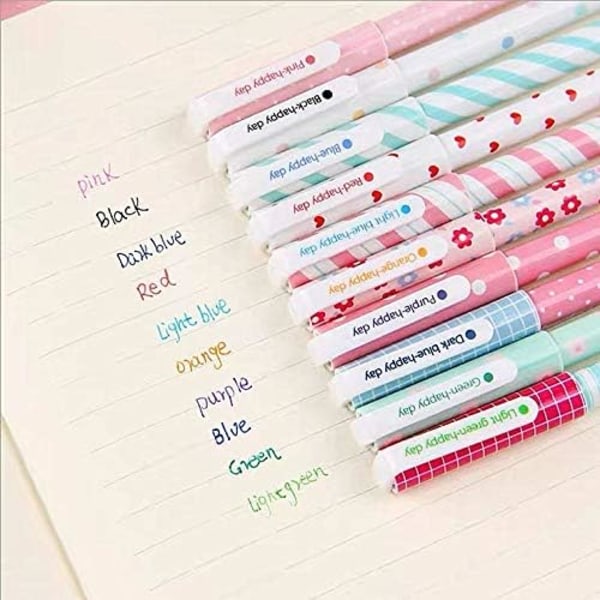 10 st söta färgade pennor för kvinnor Toshine färgglada gelbläckpennor flerfärgade pennor för Bullet Journal-skrivning Rollerball-pennor med fin spets B Multicolored