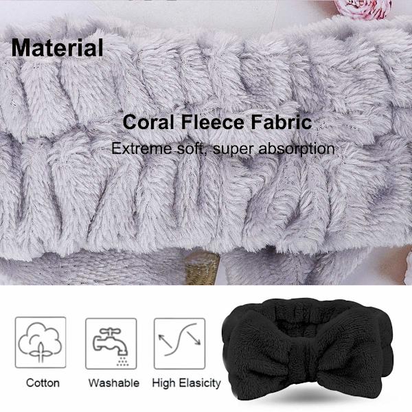 Hårbånd – 2 stk. sløjfehårbånd til kvinder, ansigtsmakeup, blødt koral fleece-hovedbånd til brusebad og ansigtsvask