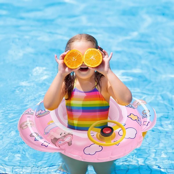 Baby Floats for Pool, Swimming Floats Baby Inflatable Floats with Steering Wheel and Horn Water Gun