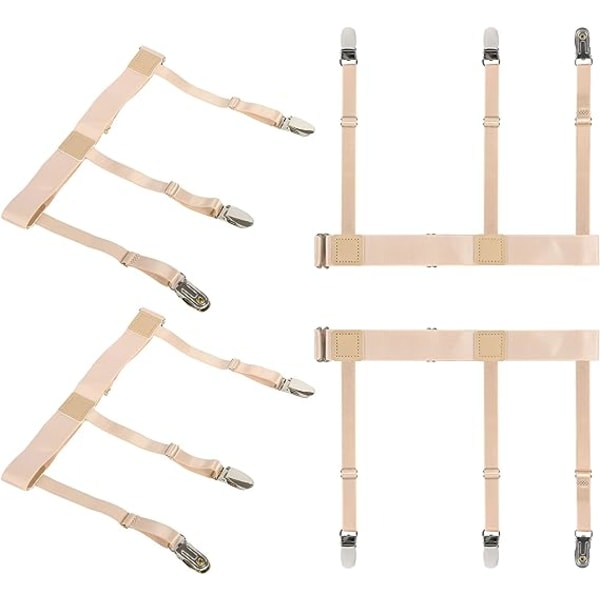 Skjorteholder for menn, 1 par, elastisk, justerbar skjorteholder, skjorteholderstropp med låsemekanisme og sklisikre klips